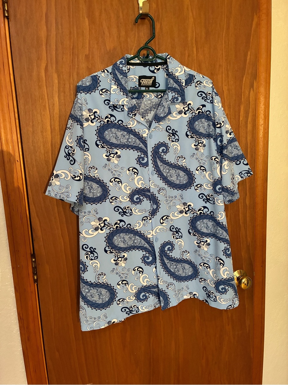 fresh Blue Paisley Short-Sleeve Button-Down Shirt